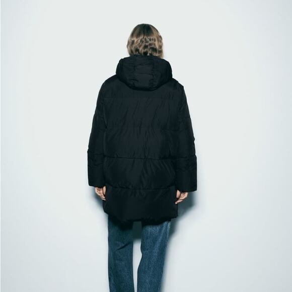 ZARA WATER AND WIND PROTECTION LONGLINE HOODED ANORAK - Picture 4 of 14